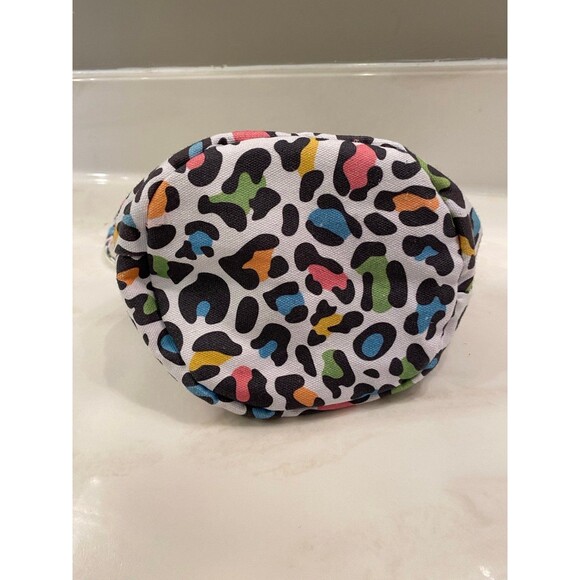 Jane Marie Makeup Organizer Canvas Bag w/ Pull tie in Rainbow Leopard Print - Picture 7 of 10
